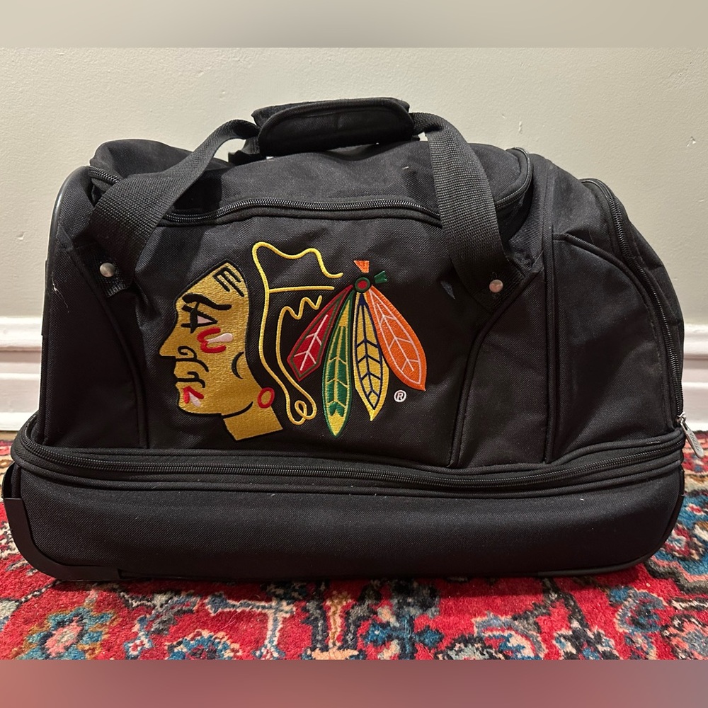 Blackhawks Rolling Duffel Bag with Embroidered Logo